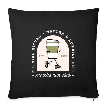 Matcha and running lovers run club funny runner - Sofa pillowcase 17,3'' x 17,3'' (45 x 45 cm) - black - Front