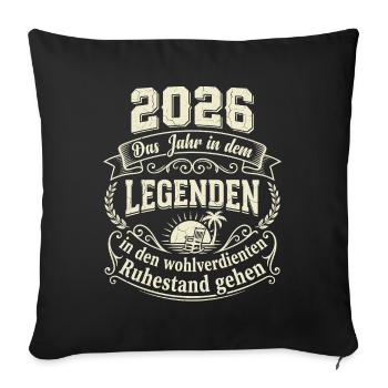Don de légende pour retraité retraite 2026 - Housse de coussin décorative 45 x 45 cm - noir - Devant