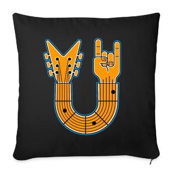 U-Shape Guitar & Rock Hand - Sofakissenbezug 45 x 45 cm - Schwarz - Vorne