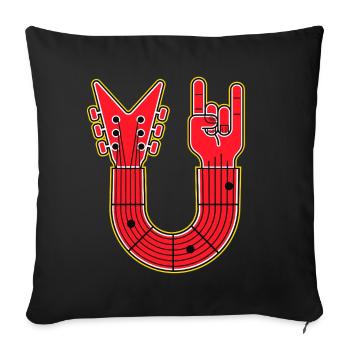 Rote U-förmige Gitarre mit Fingerhörnerhand - Sofakissenbezug 45 x 45 cm - Schwarz - Vorne