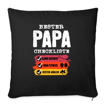 Bester Papa Checkliste  - Sofakissenbezug 45 x 45 cm - Schwarz - Vorne