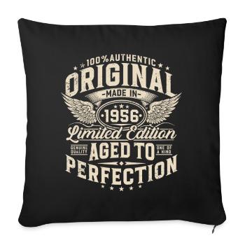 Cadeau d’anniversaire vintage 1956 - Housse de coussin décorative 45 x 45 cm - noir - Devant