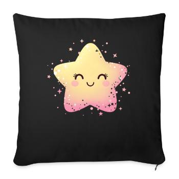 Pastel Star Kawaii Sparkle - Sofa pillowcase 17,3'' x 17,3'' (45 x 45 cm) - black - Front