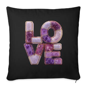 Patchwork Love Quiltlook Lettering - Sofa pillowcase 17,3'' x 17,3'' (45 x 45 cm) - black - Front
