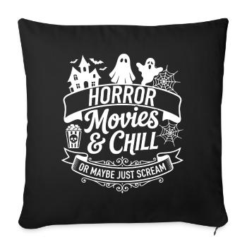 Films d’horreur & chill – Drôle d’Halloween - Housse de coussin décorative 45 x 45 cm - noir - Devant