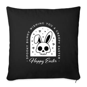 Creepy Happy Easter bunny skull gothic aesthetic - Sofa pillowcase 17,3'' x 17,3'' (45 x 45 cm) - black - Front