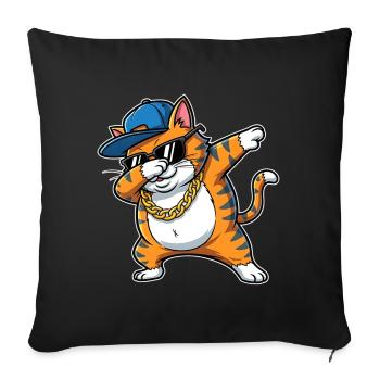 Dabbing Cat Cool Hip Hop Cartoon - Sofa pillowcase 17,3'' x 17,3'' (45 x 45 cm) - black - Front