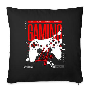 Next Level Gaming Life Controller T-Shirt - Sofakissenbezug 45 x 45 cm - Schwarz - Vorne