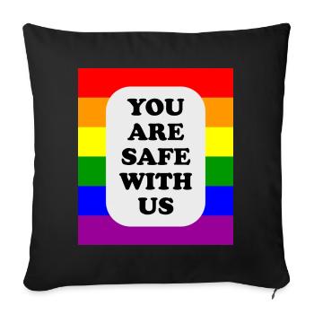 LGBT-Safe-Space-Regenbogenflagge - Sofakissenbezug 45 x 45 cm - Schwarz - Vorne