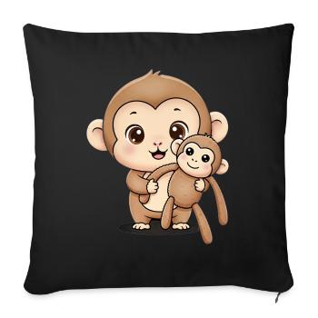 Cute Punch Monkey Holding Soft Toy - Sofa pillowcase 17,3'' x 17,3'' (45 x 45 cm) - black - Front