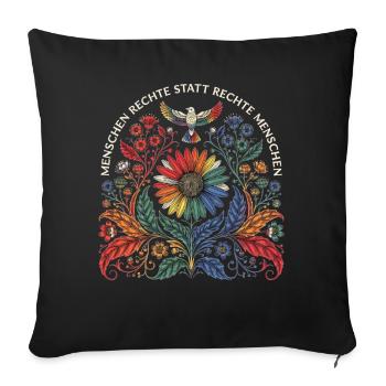 Menschenrechte statt Rechte Menschen Statement - Sofakissenbezug 45 x 45 cm - Schwarz - Vorne