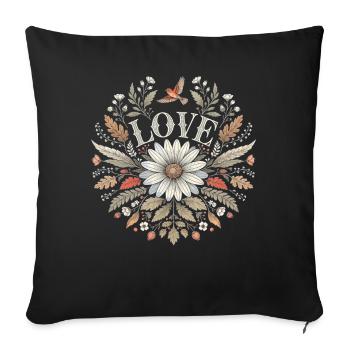 Love Flower Motif Gift for Lovers Partner - Sofa pillowcase 17,3'' x 17,3'' (45 x 45 cm) - black - Front