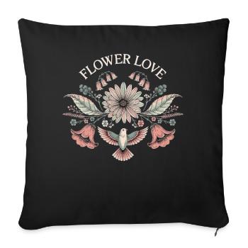 Fleur Love Fleurs Cadeau Vintage pour les femmes - Housse de coussin décorative 45 x 45 cm - noir - Devant