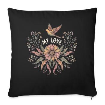Mon amour Fleurs et Design Voglel pour les Romantiques - Housse de coussin décorative 45 x 45 cm - noir - Devant