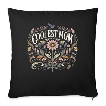 Coolest Mom Floral Vintage Gift Mom Floral - Sofa pillowcase 17,3'' x 17,3'' (45 x 45 cm) - black - Front