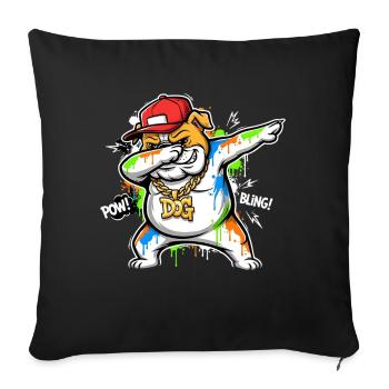 Cool Dog Dab Pose pour les amoureux des chiens Hip Hop - Housse de coussin décorative 45 x 45 cm - noir - Devant