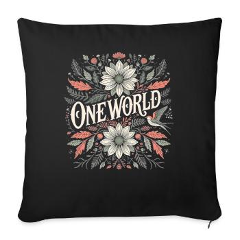One World Floral Vintage Peace Festival Outfit - Sofa pillowcase 17,3'' x 17,3'' (45 x 45 cm) - black - Front