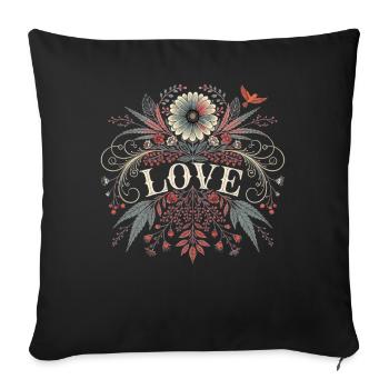 Love Flowers Motif Gift for Lovers Festival - Sofa pillowcase 17,3'' x 17,3'' (45 x 45 cm) - black - Front