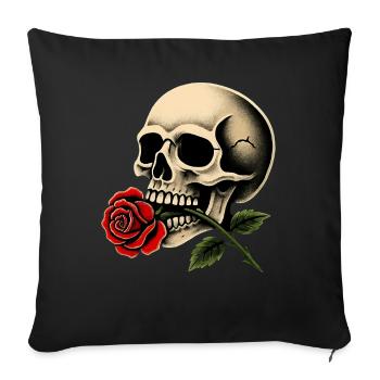 Motif de la rose de crâne pour femmes et fans gothiques - Housse de coussin décorative 45 x 45 cm - noir - Devant
