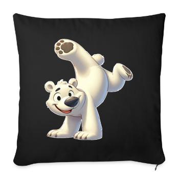 Polar Bear Handstand Somersault North Pole Gymnastics - Sofa pillowcase 17,3'' x 17,3'' (45 x 45 cm) - black - Front