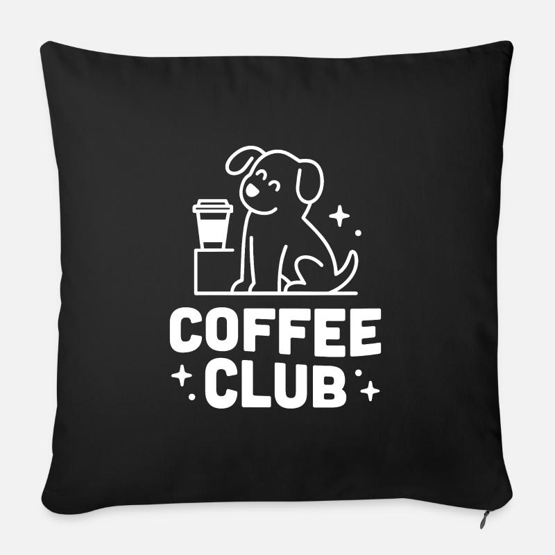 Caffè e club per cani con un'estetica divertente e fantasiosa - Copricuscino per divano, 45 x 45 cm - nero