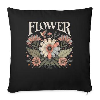 Fleurs Fleurs Cadeau pour les femmes et la maman - Housse de coussin décorative 45 x 45 cm - noir - Devant