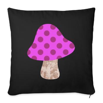 Motif de points champignons Points Points Roses Bonheur de la chambre de bébé - Housse de coussin décorative 45 x 45 cm - noir - Devant