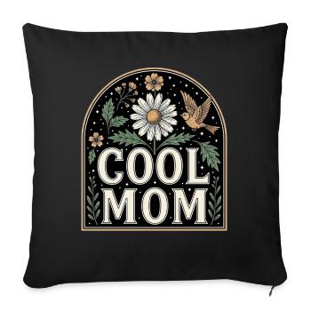 Cool Mom Blumen Vintage Design - Sofakissenbezug 45 x 45 cm - Schwarz - Vorne