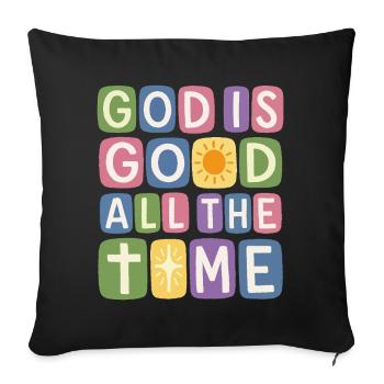 Dieu est bon en tout temps Foi rétro - Housse de coussin décorative 45 x 45 cm - noir - Devant