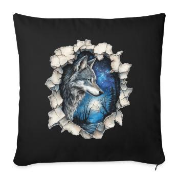 Wolf with stars - Sofa pillowcase 17,3'' x 17,3'' (45 x 45 cm) - black - Front