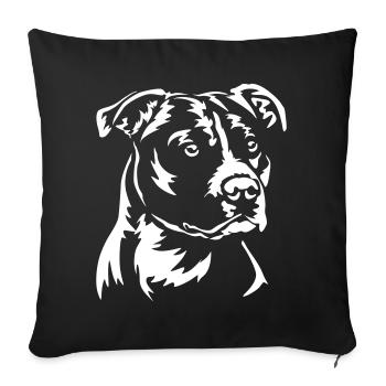 American Staffordshire Terrier Kopf"Black Edition" - Sofakissenbezug 45 x 45 cm - Schwarz - Vorne