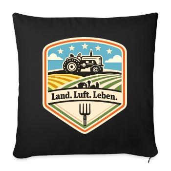 Land Luft Leben Traktor Schild - Sofakissenbezug 45 x 45 cm - Schwarz - Vorne