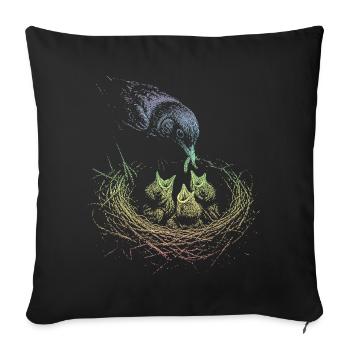 Amsel  - Sofakissenbezug 45 x 45 cm - Schwarz - Vorne