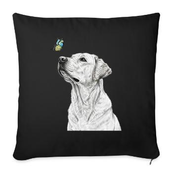 Labrador with butterfly banksy style - Sofa pillowcase 17,3'' x 17,3'' (45 x 45 cm) - black - Front