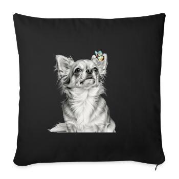 Chihuahua avec motif de chien papillon - Housse de coussin décorative 45 x 45 cm - noir - Devant