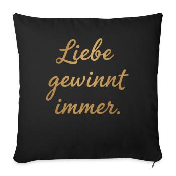 L’amour gagne toujours en disant la fierté des droits humains - Housse de coussin décorative 45 x 45 cm - noir - Devant