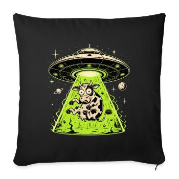 Alien Cow Abduction Weirdcore Surreal - Sofa pillowcase 17,3'' x 17,3'' (45 x 45 cm) - black - Front