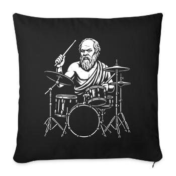 Art en ligne ancien du batteur de Socrate - Housse de coussin décorative 45 x 45 cm - noir - Devant
