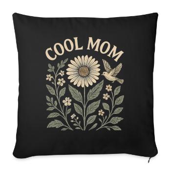Cool Mom Flowers Vintage Mom Motif - Sofa pillowcase 17,3'' x 17,3'' (45 x 45 cm) - black - Front