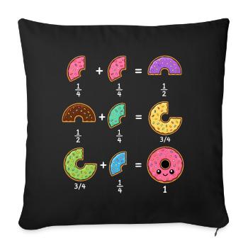 Donut Fractions Math Learning with Humor - Sofa pillowcase 17,3'' x 17,3'' (45 x 45 cm) - black - Front