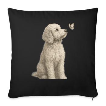 Poodle with Butterfly Dogs Motif - Sofa pillowcase 17,3'' x 17,3'' (45 x 45 cm) - black - Front