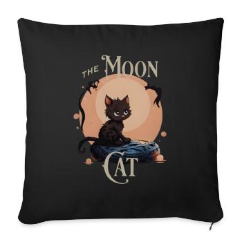 Cute Cat on the Moon – Mystical Cat Design - Sofa pillowcase 17,3'' x 17,3'' (45 x 45 cm) - black - Front