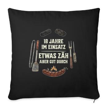 Grillmeister 18. Geburtstag - Geschenk für Männer - Sofakissenbezug 45 x 45 cm - Schwarz - Vorne