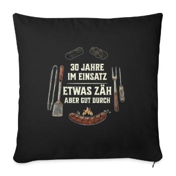 Grillmeister 30. Geburtstag - Geschenk für Männer - Sofakissenbezug 45 x 45 cm - Schwarz - Vorne