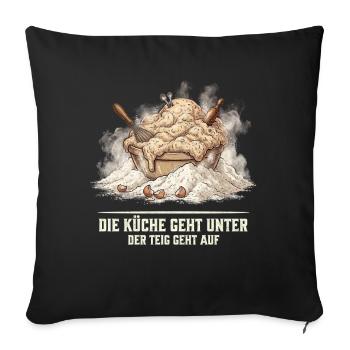 Backen Backchaos Lustiger Spruch Küche Geschenk - Sofakissenbezug 45 x 45 cm - Schwarz - Vorne
