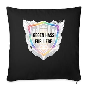 Anti Hass Statement für Frauen Männer Shirt  - Sofakissenbezug 45 x 45 cm - Schwarz - Vorne