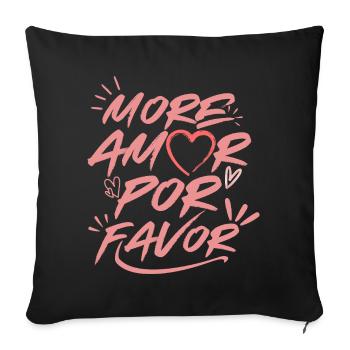 More Amor Por Favor Amour Cœur Design Rose - Housse de coussin décorative 45 x 45 cm - noir - Devant