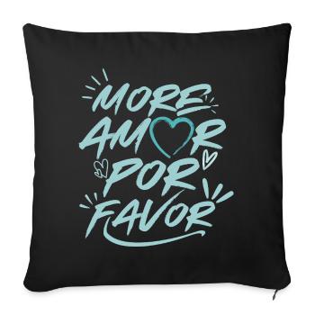 More Amor Por Favor Amour Cœur Design Rose - Housse de coussin décorative 45 x 45 cm - noir - Devant