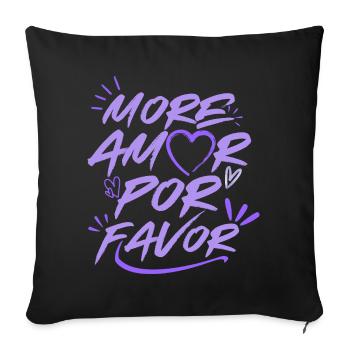 More Amor Por Favor Amour Cœur Design Rose - Housse de coussin décorative 45 x 45 cm - noir - Devant