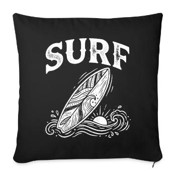 Surf Surf Art Surf Surf Retro Surf Surf - Housse de coussin décorative 45 x 45 cm - noir - Devant